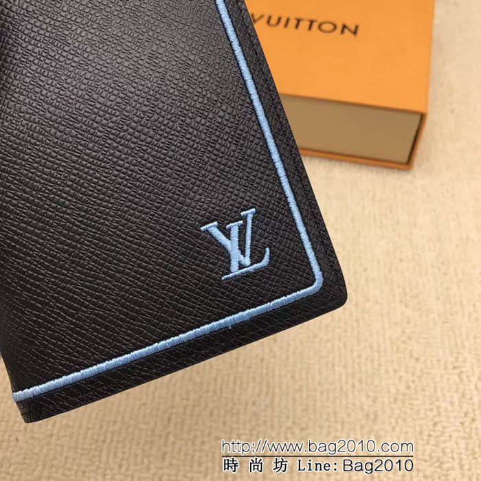 路易威登LV頂級原單2018新品 M66540十字紋繡邊黑LV錢夾 ZY1104